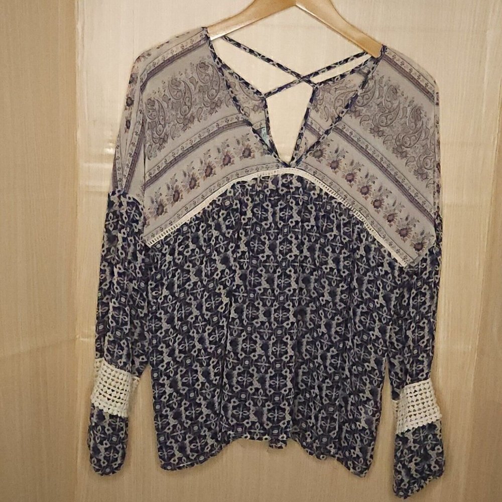 Maurices Boho Sheer Paisley Blouse Small